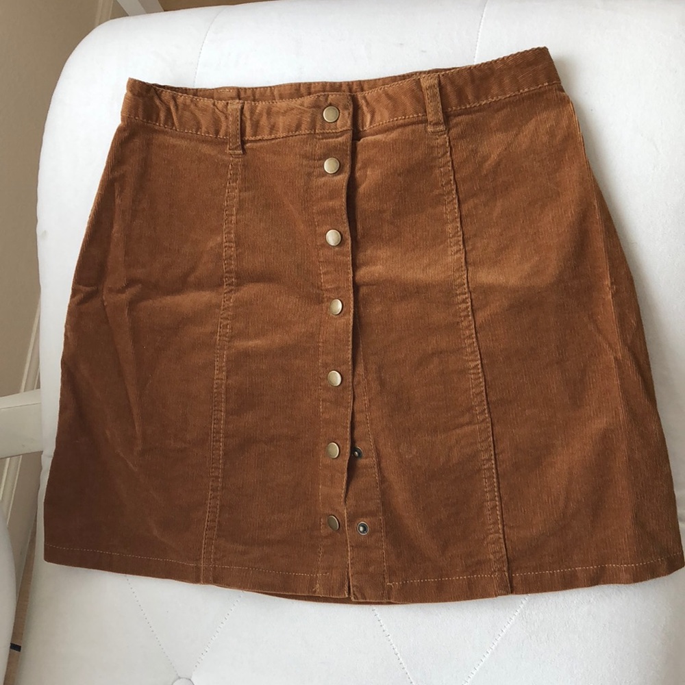Brown mini corduroy skirt